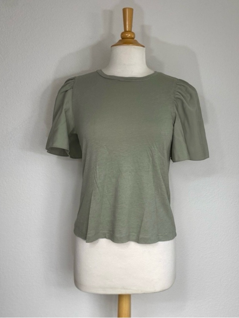 Loft Women's Sage Flutter Sleeve Crew Mix Media T-Shirt Size XS Coastal Casual